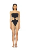 Hunza G Jerry Swim Strapless High-cut Ring Detail In Black
