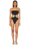 Hunza G Jerry Swim Strapless High-cut Ring Detail In Black