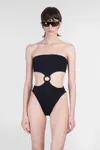 Hunza G Jerry Swim Strapless High-cut Ring Detail In Black