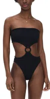 Hunza G Jerry Swim Strapless High-cut Ring Detail In Black
