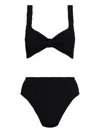 Hunza G Bandeau Top With Bow Detail And High-cut Bottoms In Black