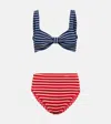 Hunza G Judy Striped Bikini In Navy/white Top/red/white Btm