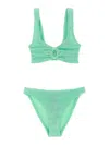 Hunza G Julia Bikini Crinkle Circle Cutout In Green