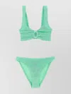 Hunza G Julia Bikini Crinkle Circle Cutout In Green