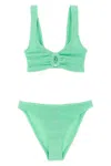 Hunza G Julia Bikini Crinkle Circle Cutout In Green