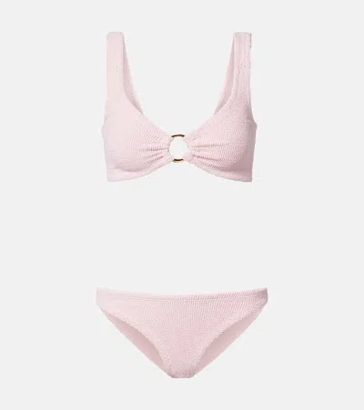 Hunza G Womens Ballet Pink Julia Gold-hoop Bikini Set