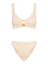 Hunza G Julia Low-waisted Seersucker Bikini Set In Pink & Purple