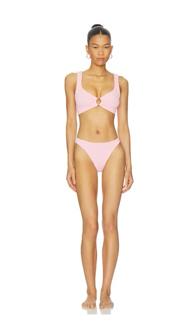Hunza G Julia Bikini Set With Gold Hoop In Pink