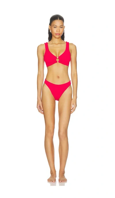 Hunza G Julia Bikini Set With Gold Hoop In Red