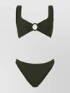 Hunza G Julia Bikini With Tonal Circles In Metallic Khaki