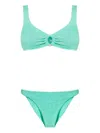 Hunza G Julia Embellished Seersucker Bikini In Green