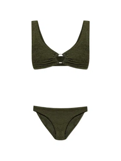Hunza G Julia Crinkle-effect Bikini In Green