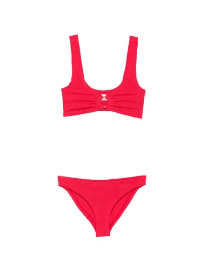Hunza G Julia Crinkle-effect Bikini In Red