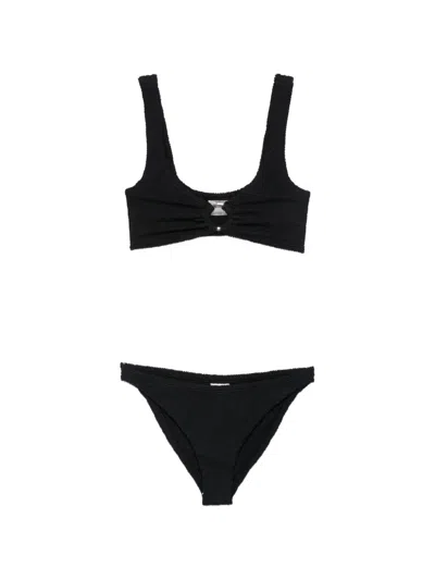 Hunza G Julia Crinkle-effect Ring-detail Bikini In Black