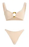 Hunza G Julia Low-waisted Seersucker Bikini Set In Neutral