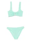 Hunza G Julia Embellished Seersucker Bikini In Green