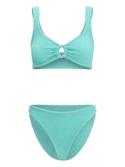 Hunza G Julia Ring-detail Textured Bikini In Blue