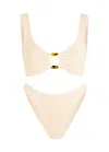 Hunza G Julia Low-waisted Seersucker Bikini Set In Neutral