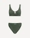 Hunza G 'julia' Green Bikini With Chunky Fixed Straps And Cut-out With Ring