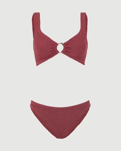 Hunza G Julia With Gold Hoop Bikini Metallic Rosewood In Multi