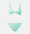 Hunza G Womens Metallic Mint Julia Pearly-hoop Seersucker Bikini Set In Blue