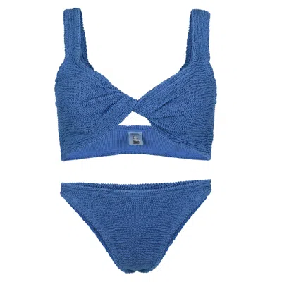 Hunza G Juno Bikini Metallic Denim In Blue