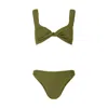 Hunza G Juno Crinkled Bikini In Metallic Moss