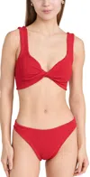 Hunza G Bonnie Seersucker Bikini In Red