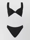 Hunza G Juno Bikini Set High-waisted Bottom Textured Fabric In Black