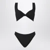 Hunza G Bandeau Top With Bow Detail And High-cut Bottoms In Black