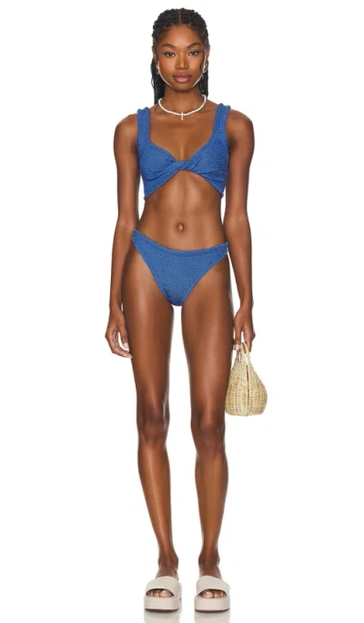 Hunza G Juno Bikini Set In Metallic Denim