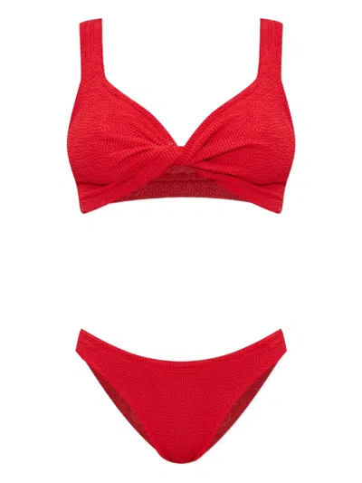 Hunza G Juno Crinkle Bikini In Red