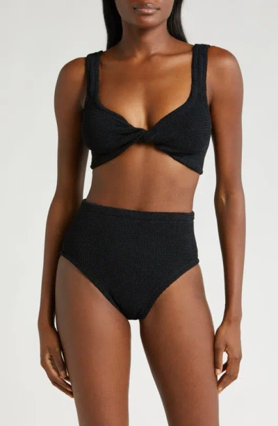 Hunza G Juno Crinkle Twist Two-piece Swimsuit In Black