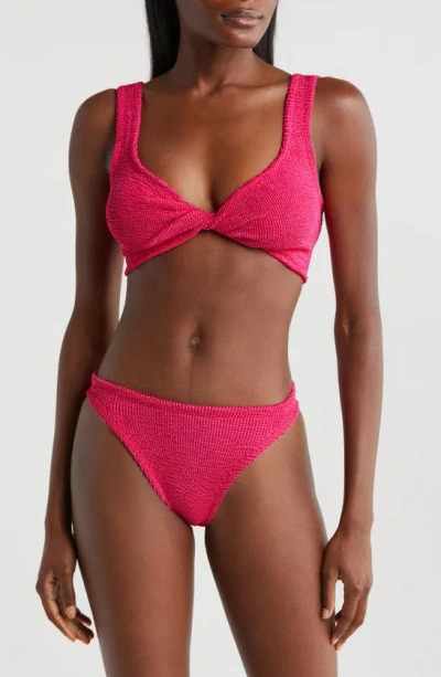 Hunza G Juno Crinkle Twist Two-piece Swimsuit In Pink