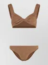 Hunza G Juno Knit Texture Bikini With Wide Straps In Brown