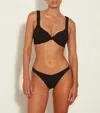 Hunza G Juno Bikini Set High-waisted Bottom Textured Fabric In Black/gold