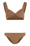 Hunza G Xandra Brown Bikini With Fixed Straps In Ribbed Stretch Polyamide Woman