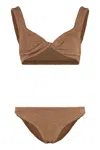 Hunza G Xandra Brown Bikini With Fixed Straps In Ribbed Stretch Polyamide Woman