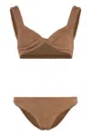 Hunza G Xandra Brown Bikini With Fixed Straps In Ribbed Stretch Polyamide Woman