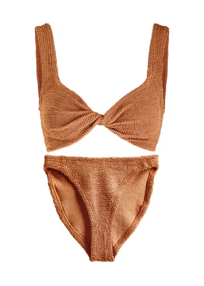 Hunza G Juno Seersucker Bikini In Brown