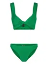 Hunza G Juno Twist-front Ribbed Bikini In Green