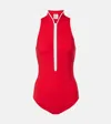 Hunza G Katya Zip-up Swimsuit In Red