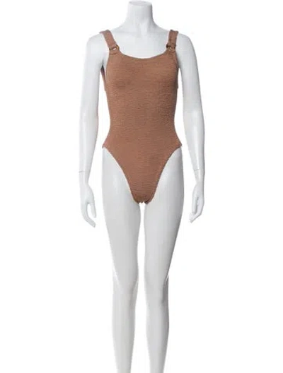 Pre-owned Hunza G Keyhole Accent One-piece In Neutrals