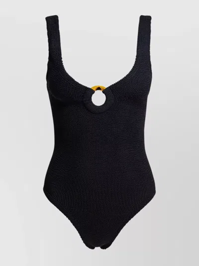 Hunza G Keyhole Scoop Textured Swimwear In Multi