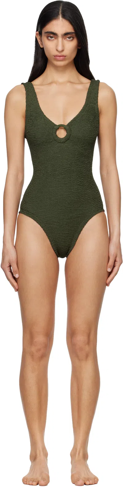 Hunza G Khaki Celine Swimsuit In Brown