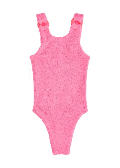 Hunza G Kids Domino Seersucker Swimsuit (2-6 Years) In Pink
