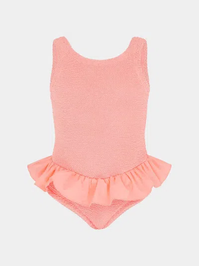 Hunza G Kids Duo Denise One Piece Metallic Peach In Pink