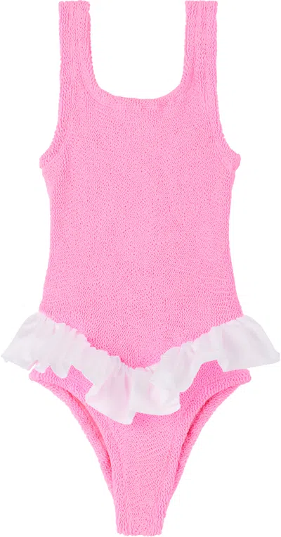 Hunza G Kids Pink & White Denise Swimsuit