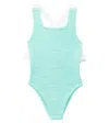Hunza G Lara Bow-detail Ruffled Swimsuit In Blue