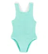 Hunza G Lara Bow-detail Ruffled Swimsuit In Blue